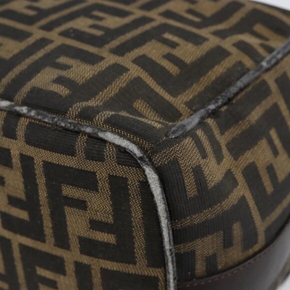 FENDI Zucca Canvas Hand Bag Black Brown Auth 145200 - Picture 5 of 16